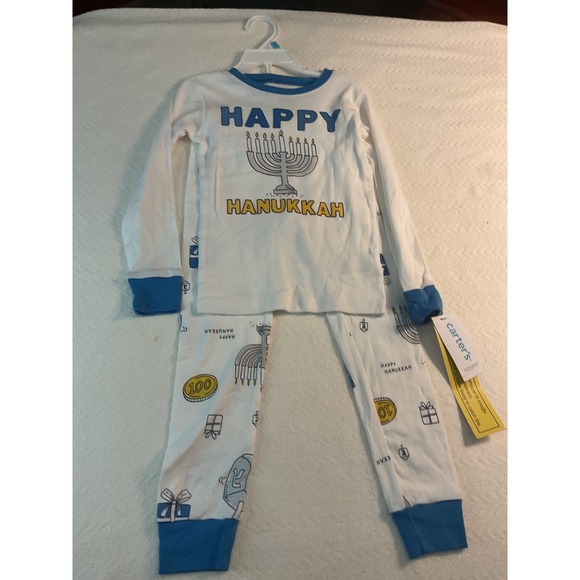 Carter's Happy Hanukkah Pajamas Set - Size 5T Long Sleeve Holiday - Picture 1 of 5